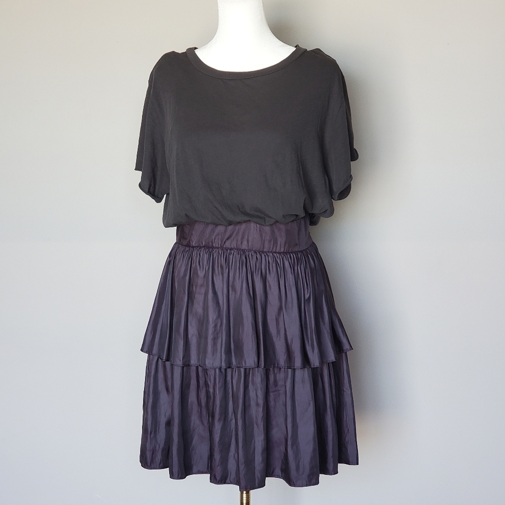 Pencey Tiered Mixed-Media Ruffled Mini Dress Size 6